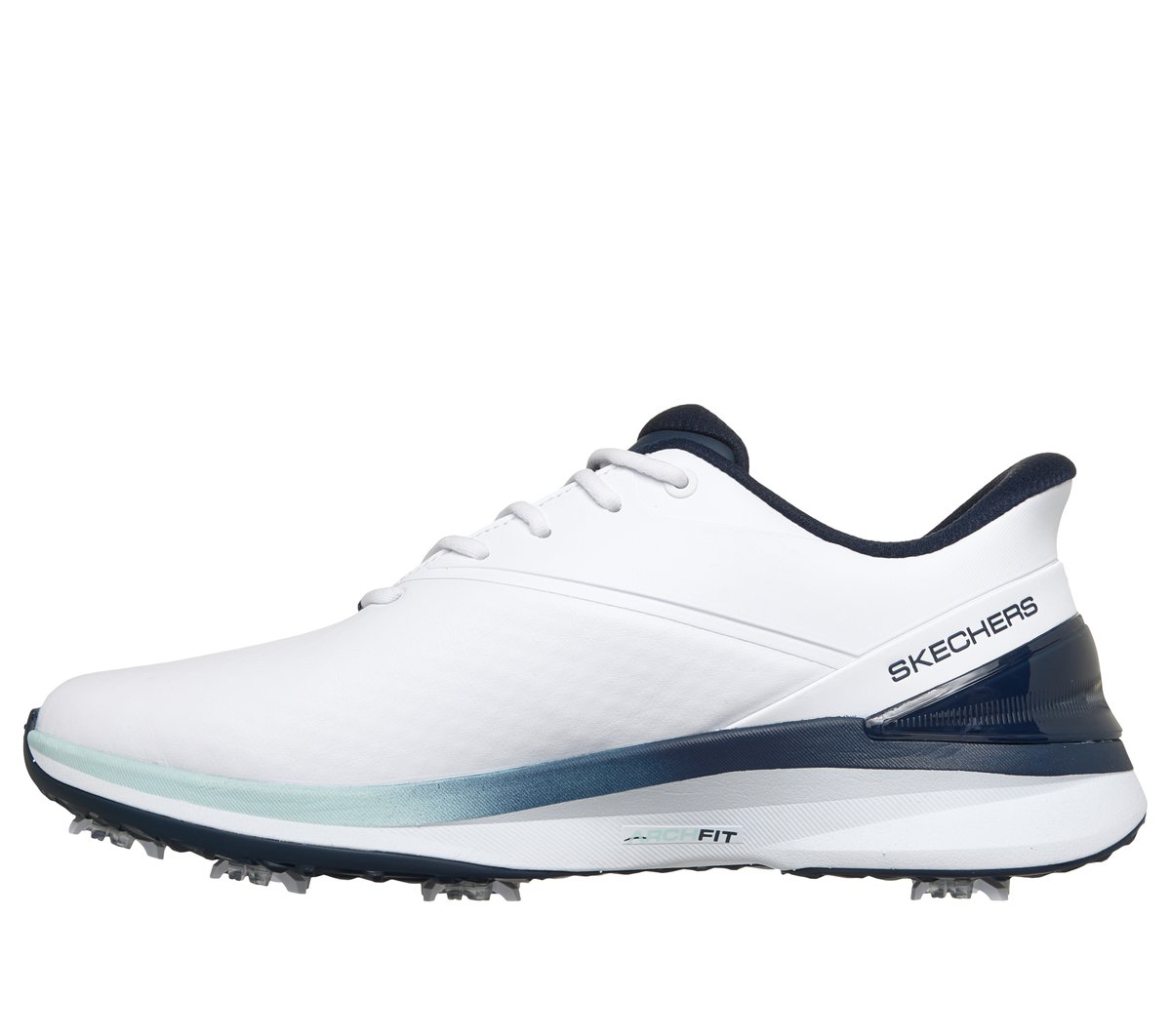 Skechers Slip-ins Golf Waterproof: Blade Tour - Fairway Heritage Moyen Width en Blanc/Bleu Marine, Arch Fit, Hyper Burst