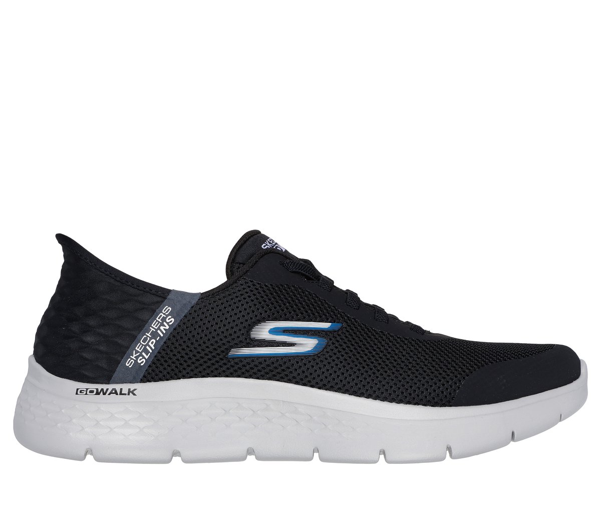 Skechers Slip-ins: GO WALK Flex - Hands Up en Negro/Gris, talla 45.5, Vegan