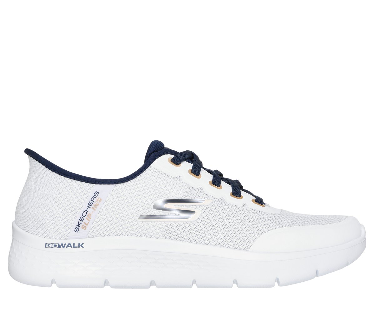 Skechers Slip-ins: GO WALK Flex - Netro en Blanco/Navy, talla 41, Vegan