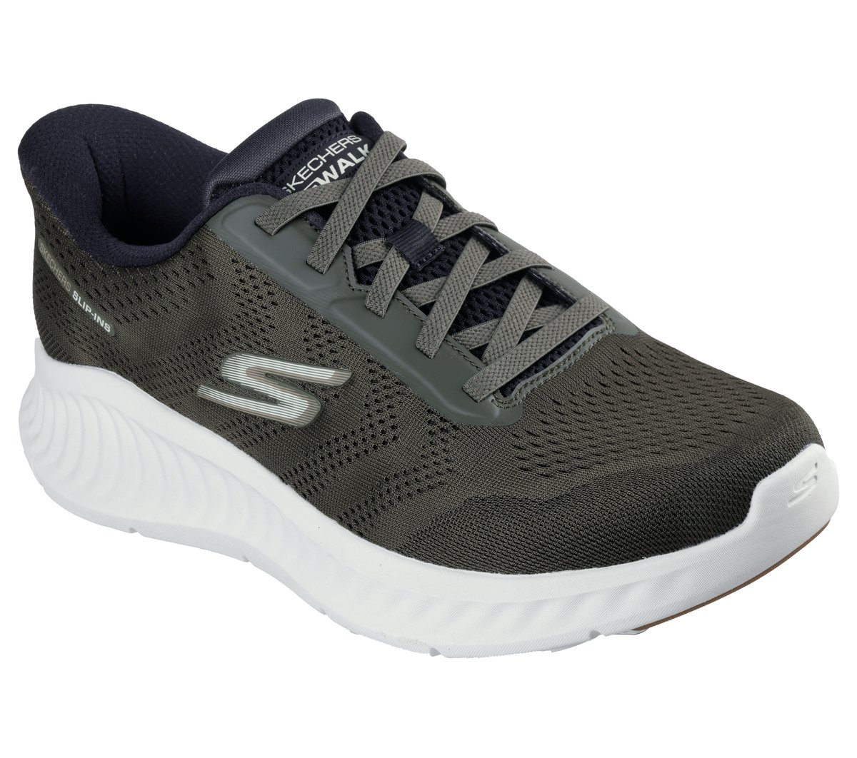 Skechers Slip-ins: GO WALK Now - Payton Chaussures Moyen Width en Olive, Vegan, Lavable en machine
