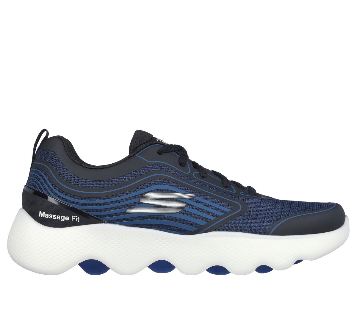 Skechers Men's Go Walk Massage Fit - Hydro Massage Sneaker In Navy Blue/Black, Size 9 | Textile/Synthetic, Hyper Burst