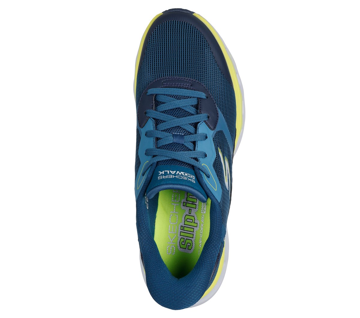Skechers Slip-ins: GO WALK Glide-Step 2.0 - Zac Chaussures Moyen Width en Bleu/Vert-Lime, Vegan, Lavable en machine