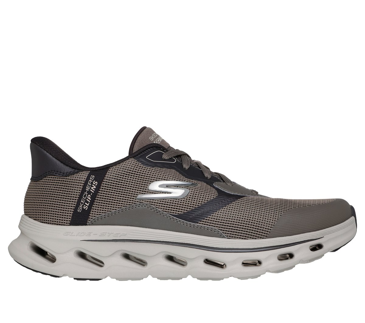 Skechers Slip-ins: GO WALK Glide-Step 2.0 - Zac en Taupeoscuro, talla 44.5, Vegan