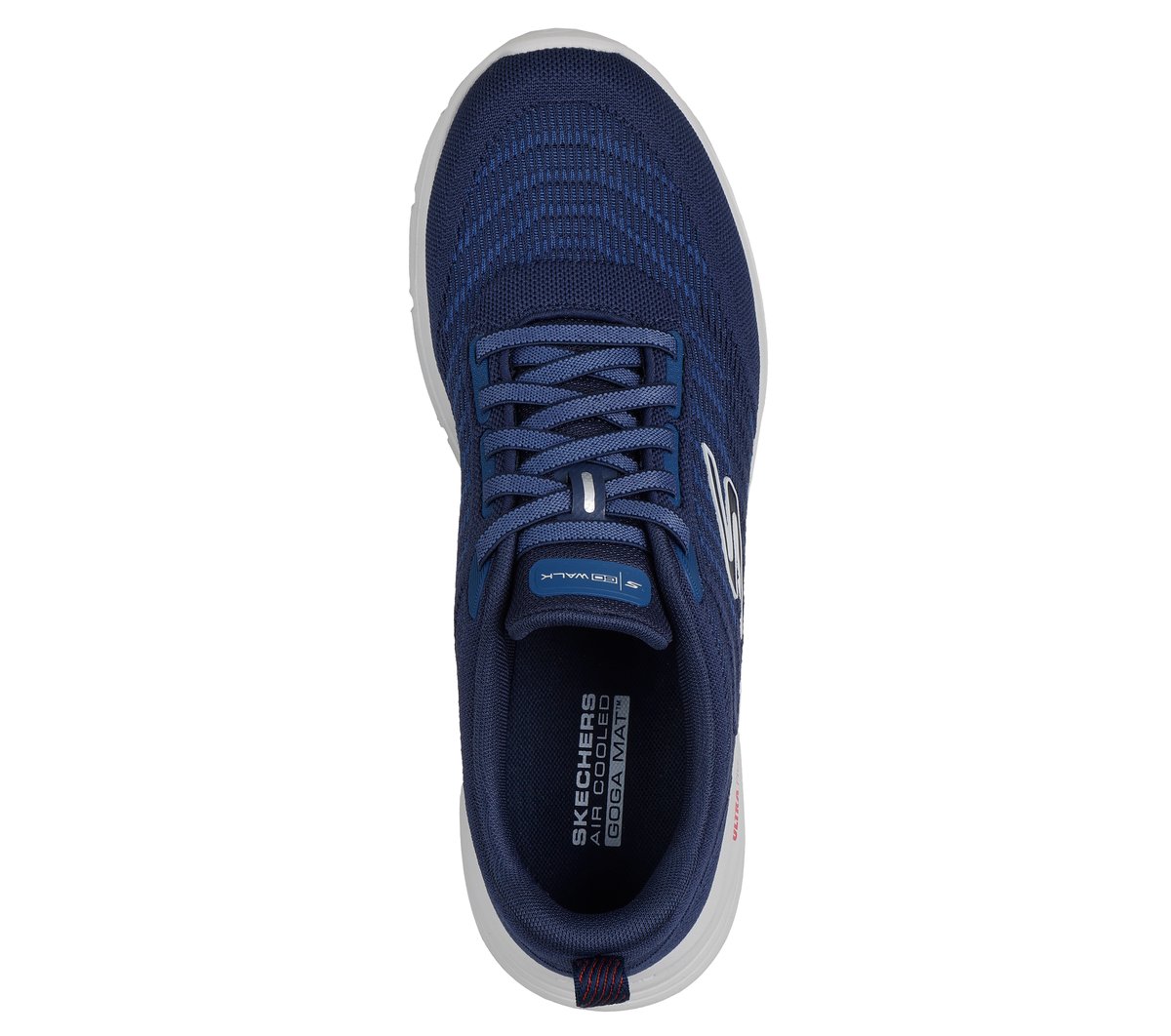 Skechers Uomo Go Walk 8 - Day Sneaker In Blu Navy Blue/Rosso, Taglia 45.5, Vegan, Lavabile In Lavatrice - 2