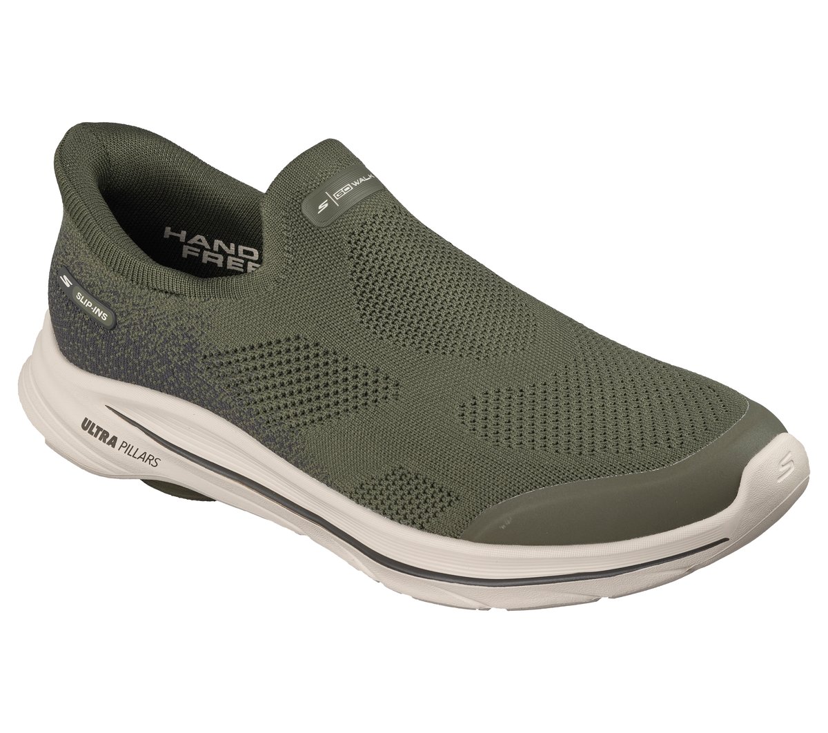 Skechers Slip-ins: GO WALK 8 - Pelayo Moyen Width en Olive, Vegan, Lavable en machine