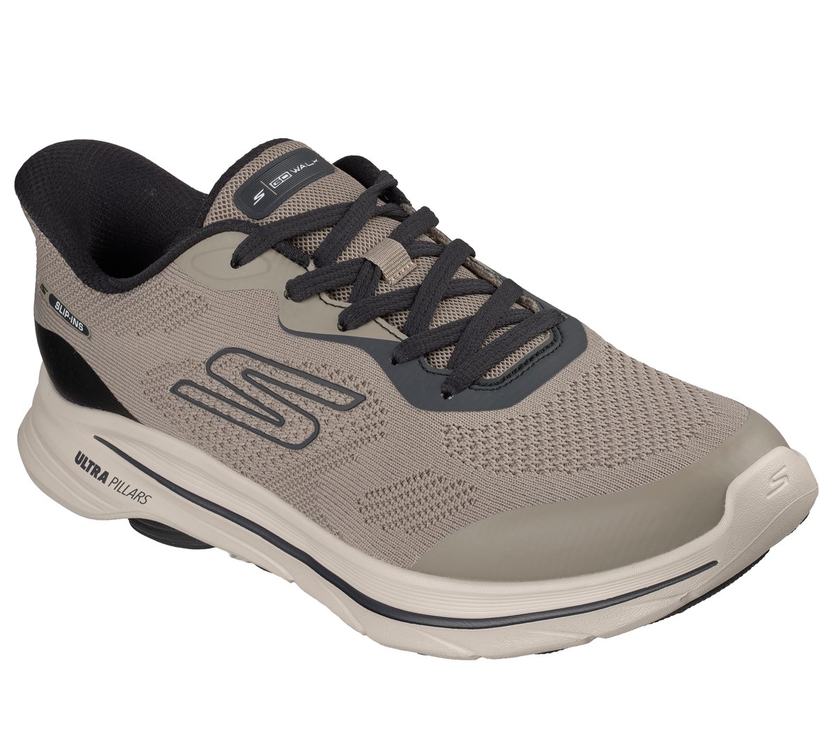 Skechers Slip-ins: GO Walk 8 - Ozzie Moyen Width en Taupe Foncé, Vegan, Lavable en machine