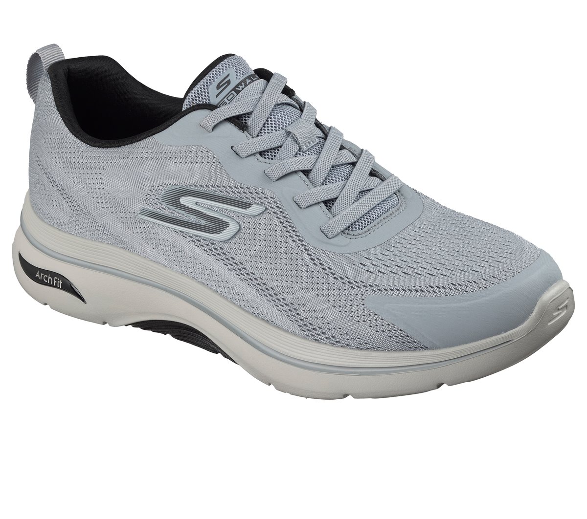 Skechers GO WALK Arch Fit 2.0 -Levy Chaussures Moyen Width en Gris/Noir, Vegan, Lavable en machine