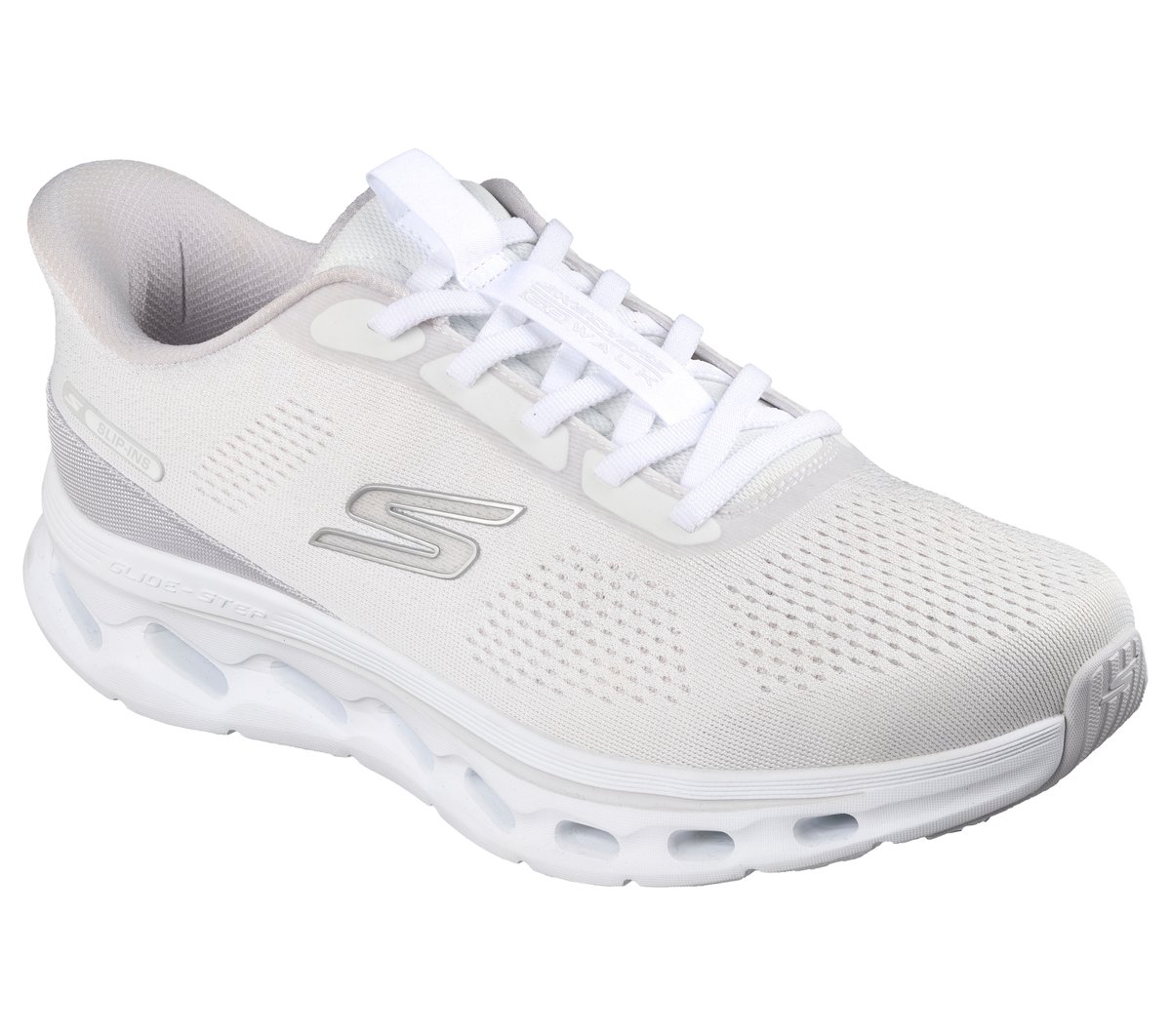 Skechers Slip-ins: GO WALK Glide-Step 2.0 - Maser Moyen Width en Blanc, Vegan, Lavable en machine