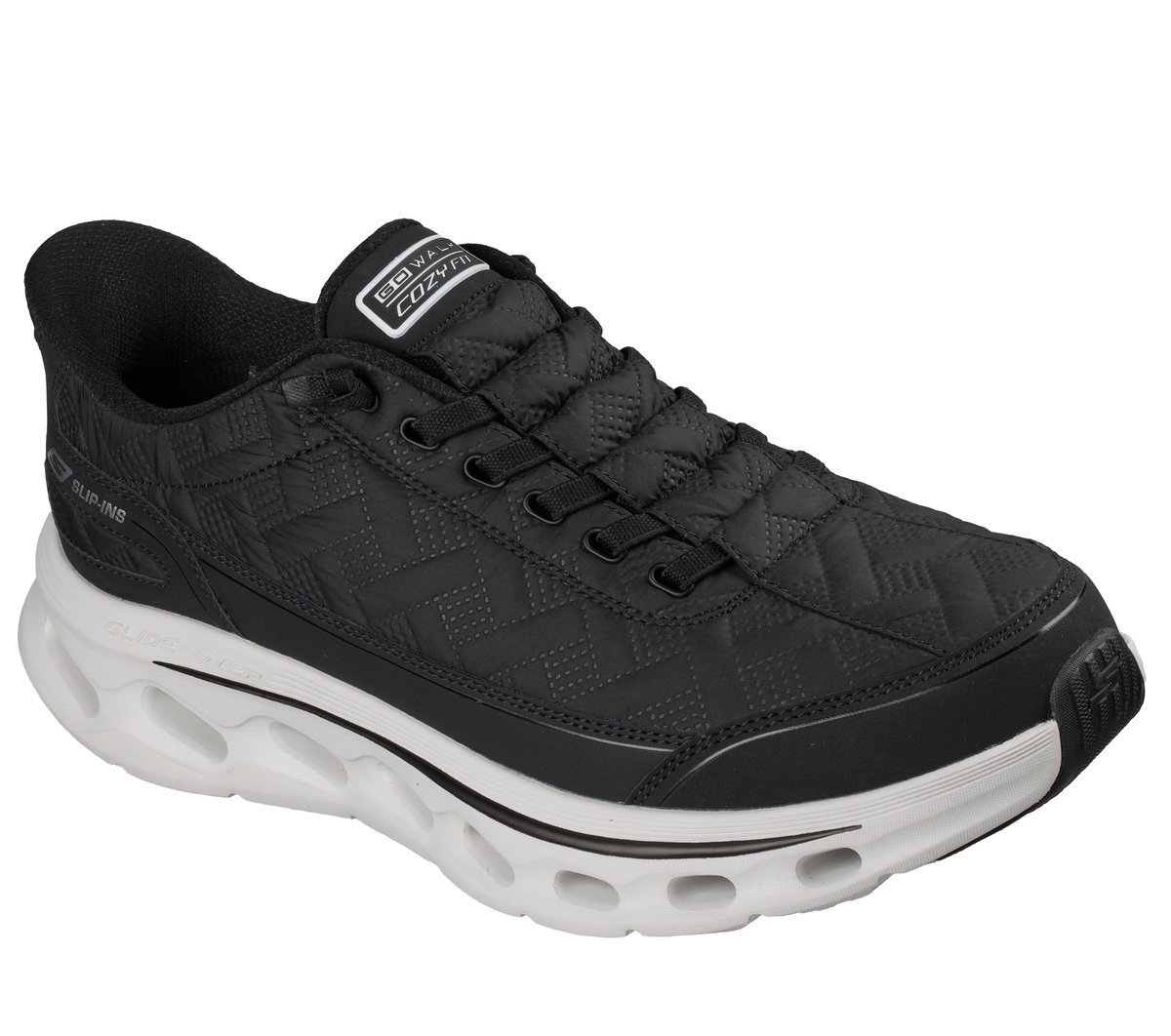 Skechers Slip-ins: GO WALK Glide-Step 2.0 - Cozy Fit Walker Chaussures Moyen Width en Noir/Blanc, Lavable en machine