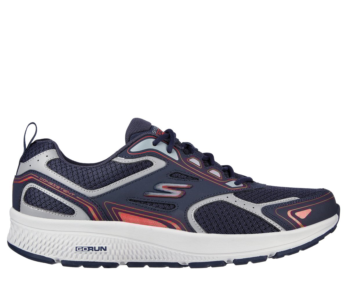 Skechers Men's Go Run Consistent Sneaker In Navy Blue/Red, Size 6.5 | Leather/Textile/Synthetic