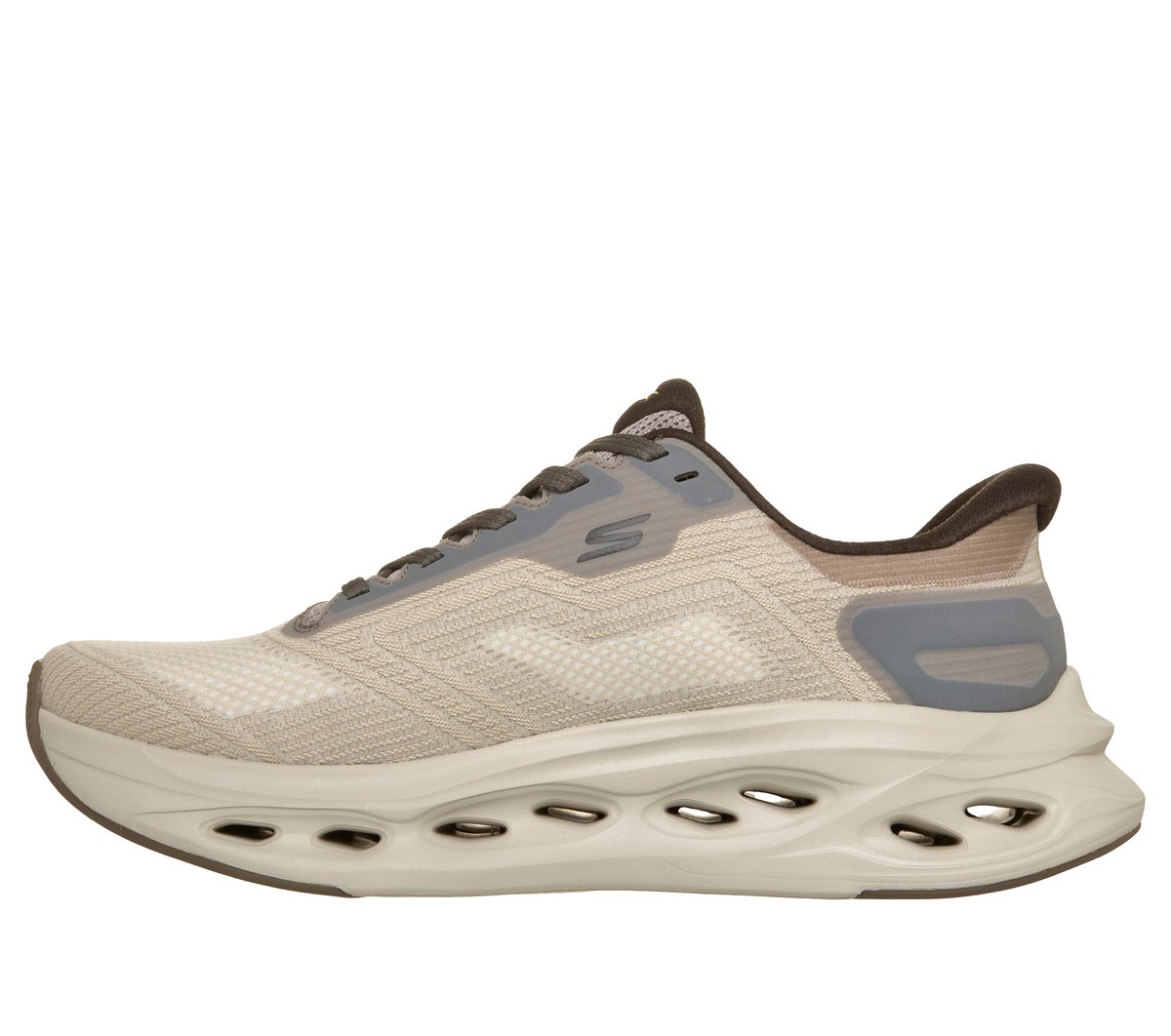 Skechers Slip-ins: Max Cushioning Glide-Step - Cavara Moyen Width en Taupe, Vegan, Lavable en machine