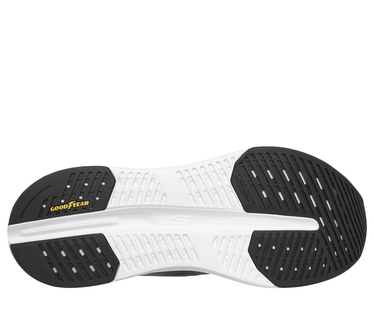 Skechers Slip-ins: Max Cushioning Glide-Step - Sapphire Moyen Width en Noir/Blanc, Vegan, Lavable en machine