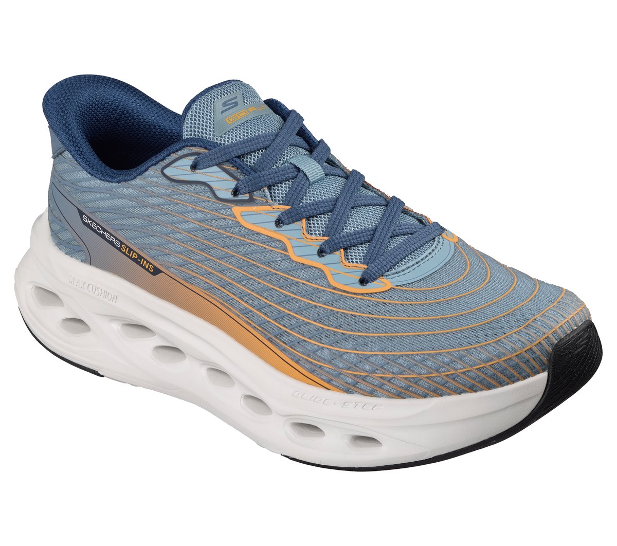 Skechers Slip-ins: Max Cushioning Glide-Step - Sapphire Moyen Width en Gris Ardoise, Vegan, Lavable en machine