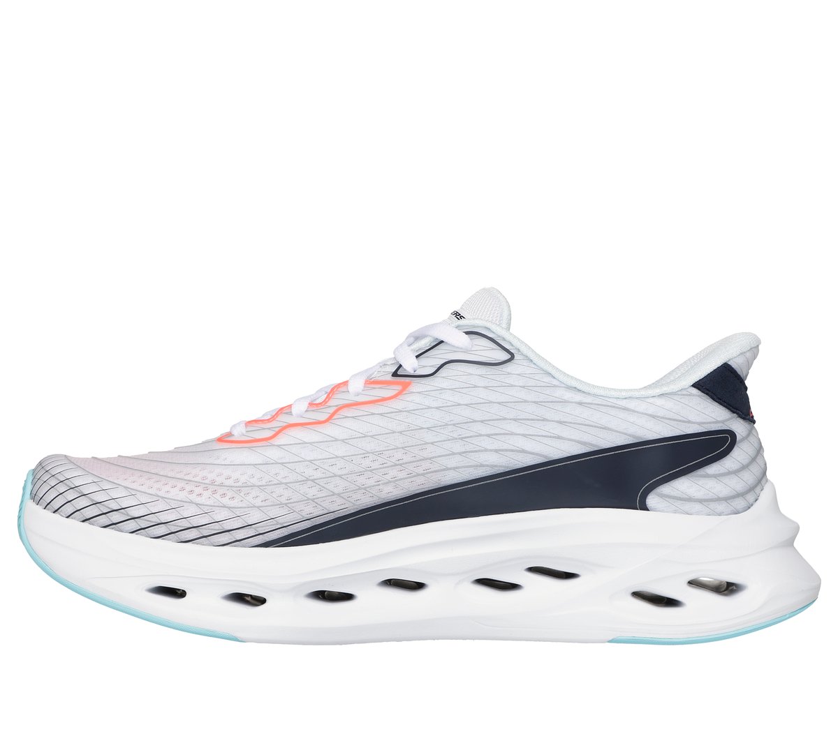 Skechers Slip-ins: Max Cushioning Glide-Step - Sapphire Moyen Width en Blanc, Vegan, Lavable en machine