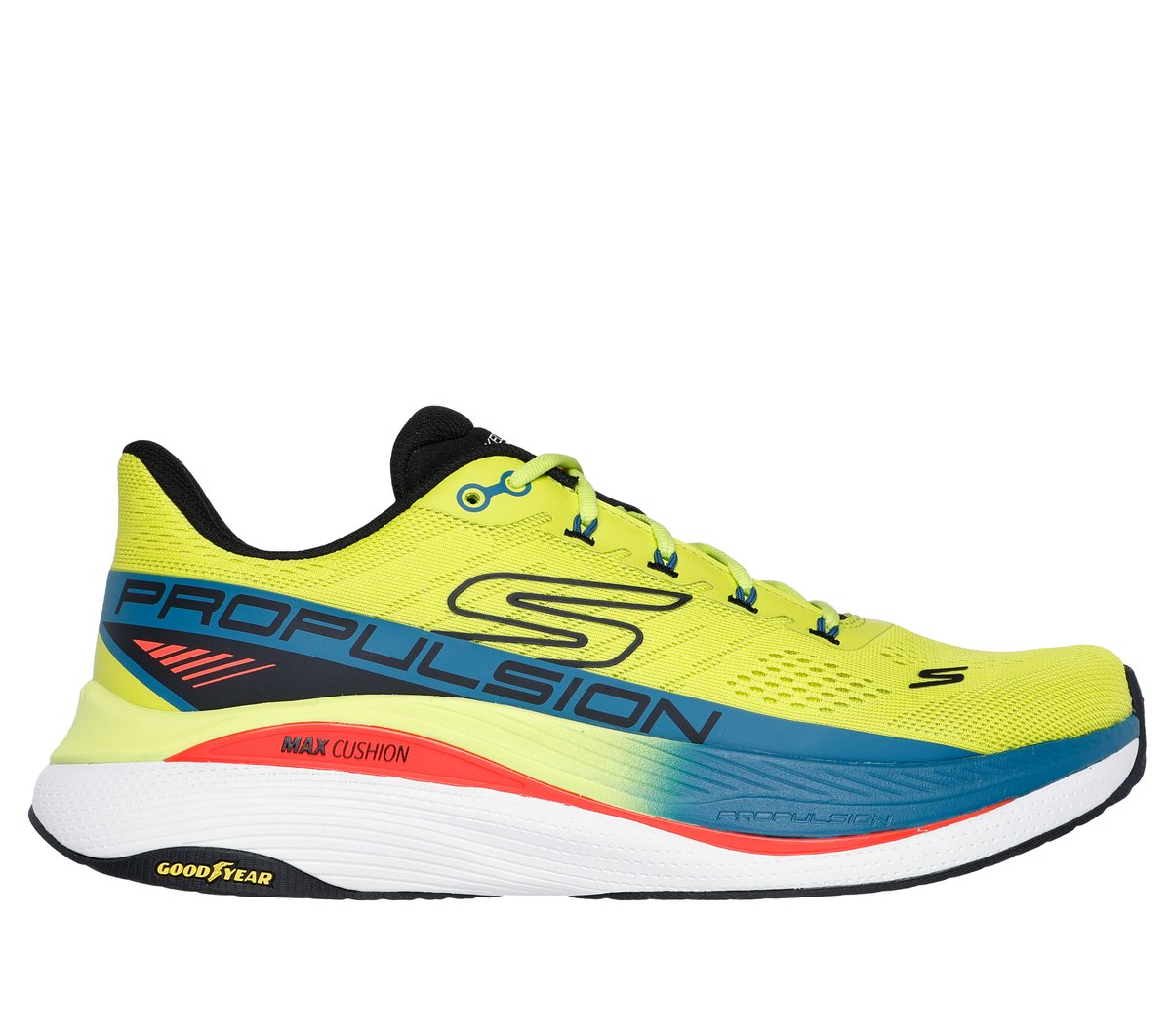 Skechers Max Cushioning Propulsion en Lima/Negro, talla 47, Vegan