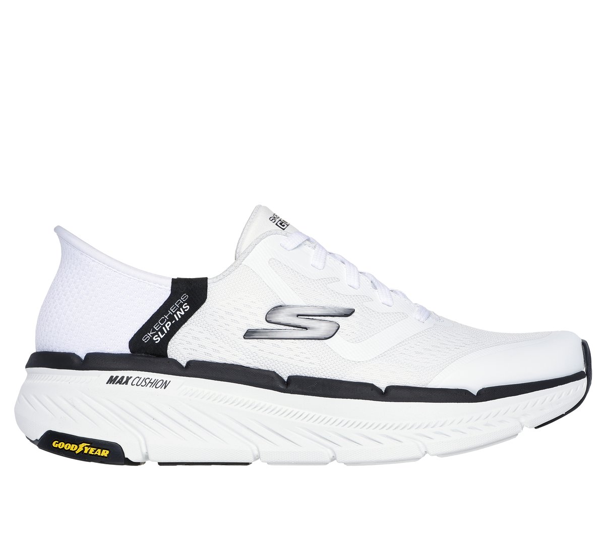 Skechers Slip-ins: Max Cushioning Premier 2.0 Sneaker in Weiss/Schwarz, Größe 41, Vegan, in der Maschine waschbar