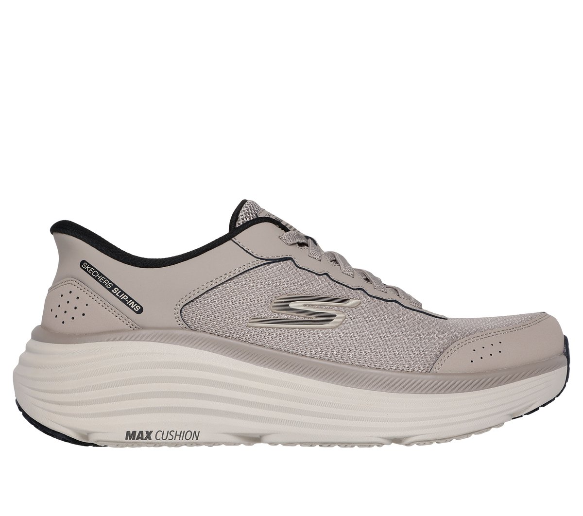Skechers Slip-ins: Max Cushioning Endeavour - Cardova en Taupe/Negro, talla 45