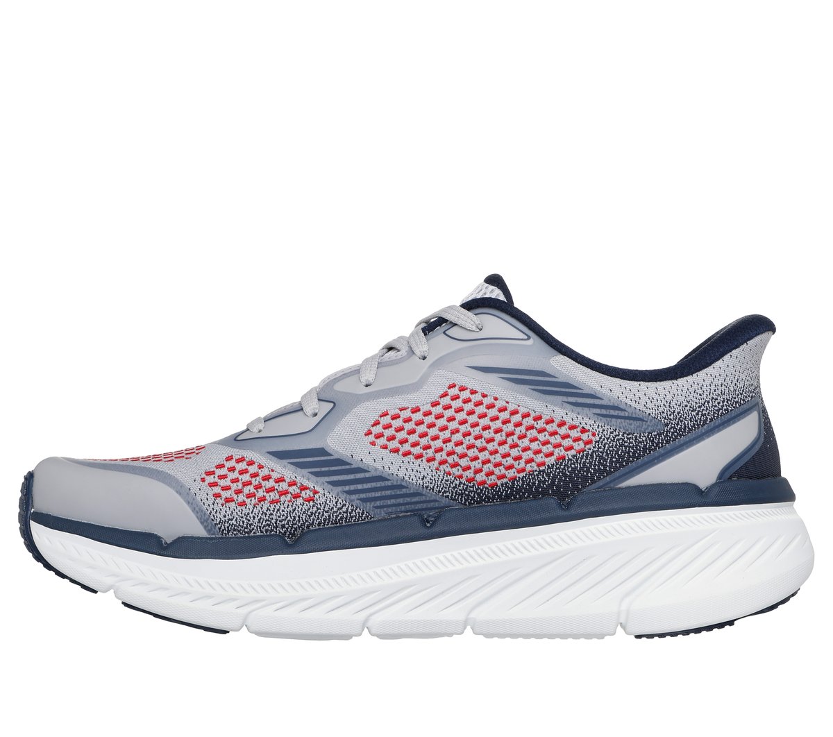 Skechers Slip-ins: Max Cushioning Premier 2.0 - Leigh Moyen Width en Gris/Bleu Marine, Vegan, Lavable en machine