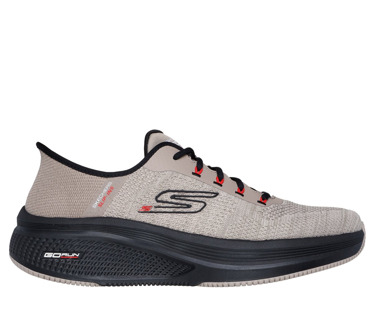Skechers Slip-ins: GO RUN Elevate 2.0 - Steady Motion en Taupe/Negro, talla 42, Vegan