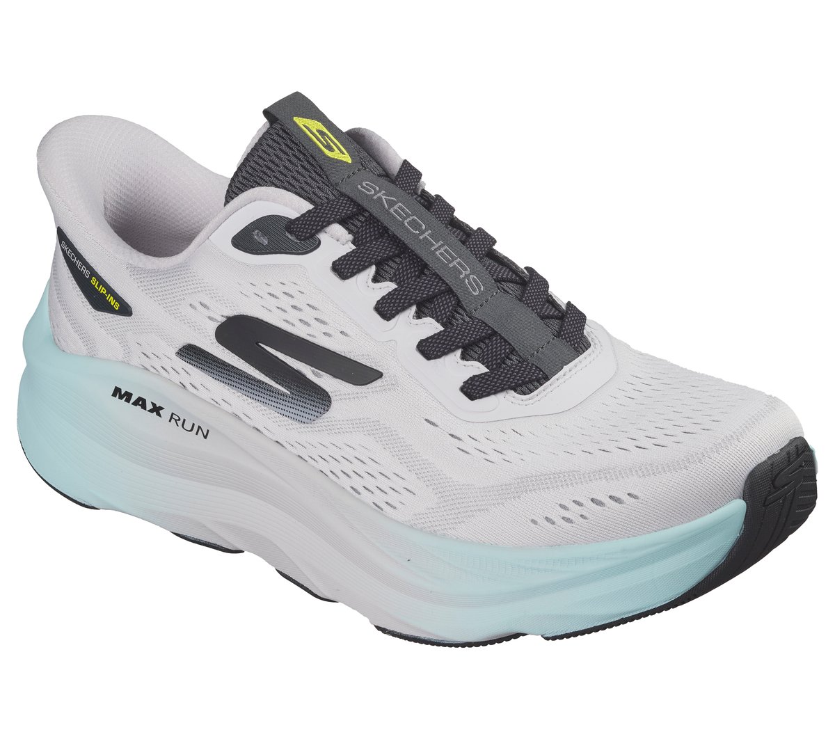 Skechers Slip-ins: MaxRun Moyen Width en Gris/Gris Anthracite, Vegan, Lavable en machine