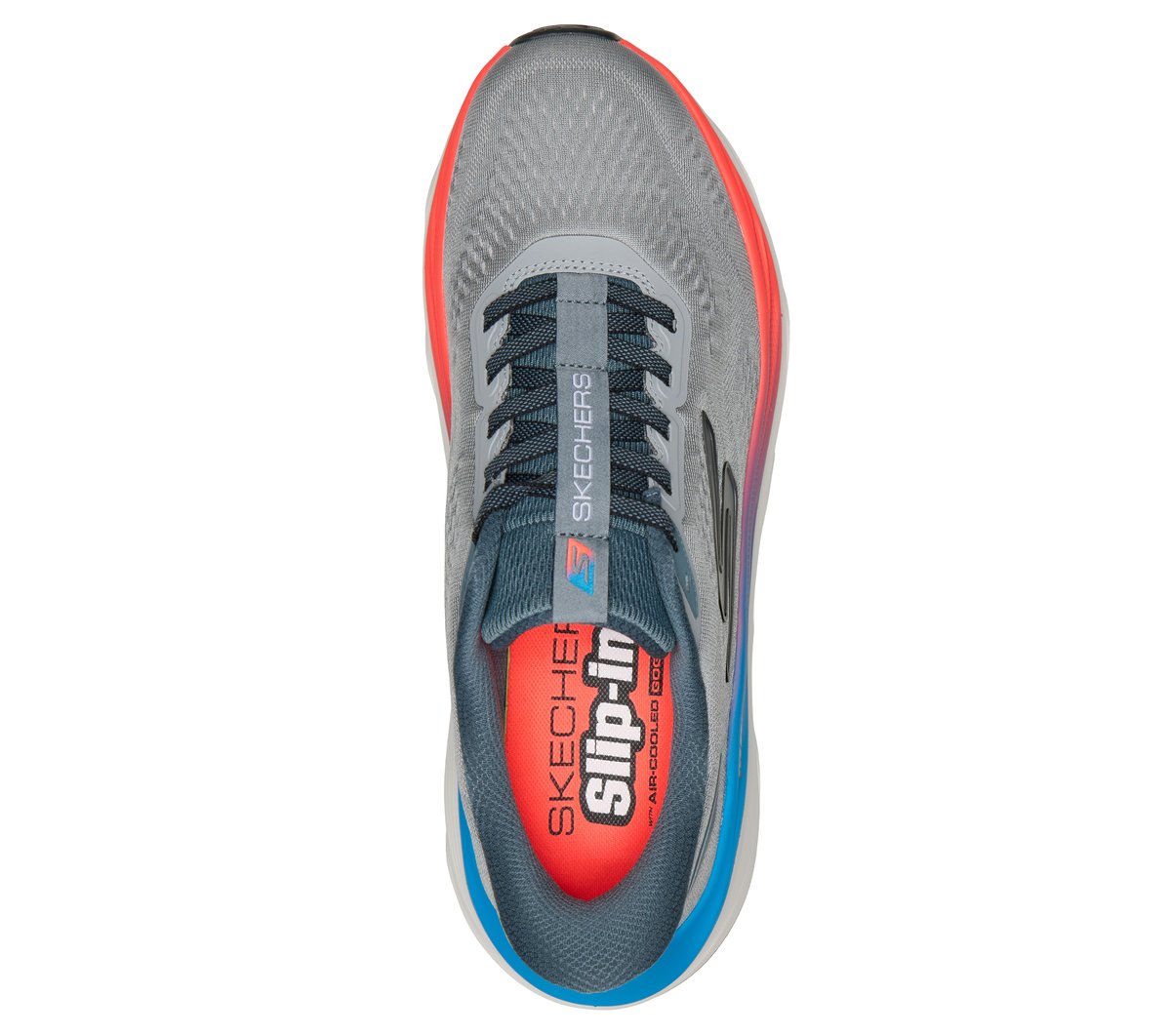 Skechers Slip-ins: MaxRun Moyen Width en Gris/Vert hommesthe, Vegan, Lavable en machine