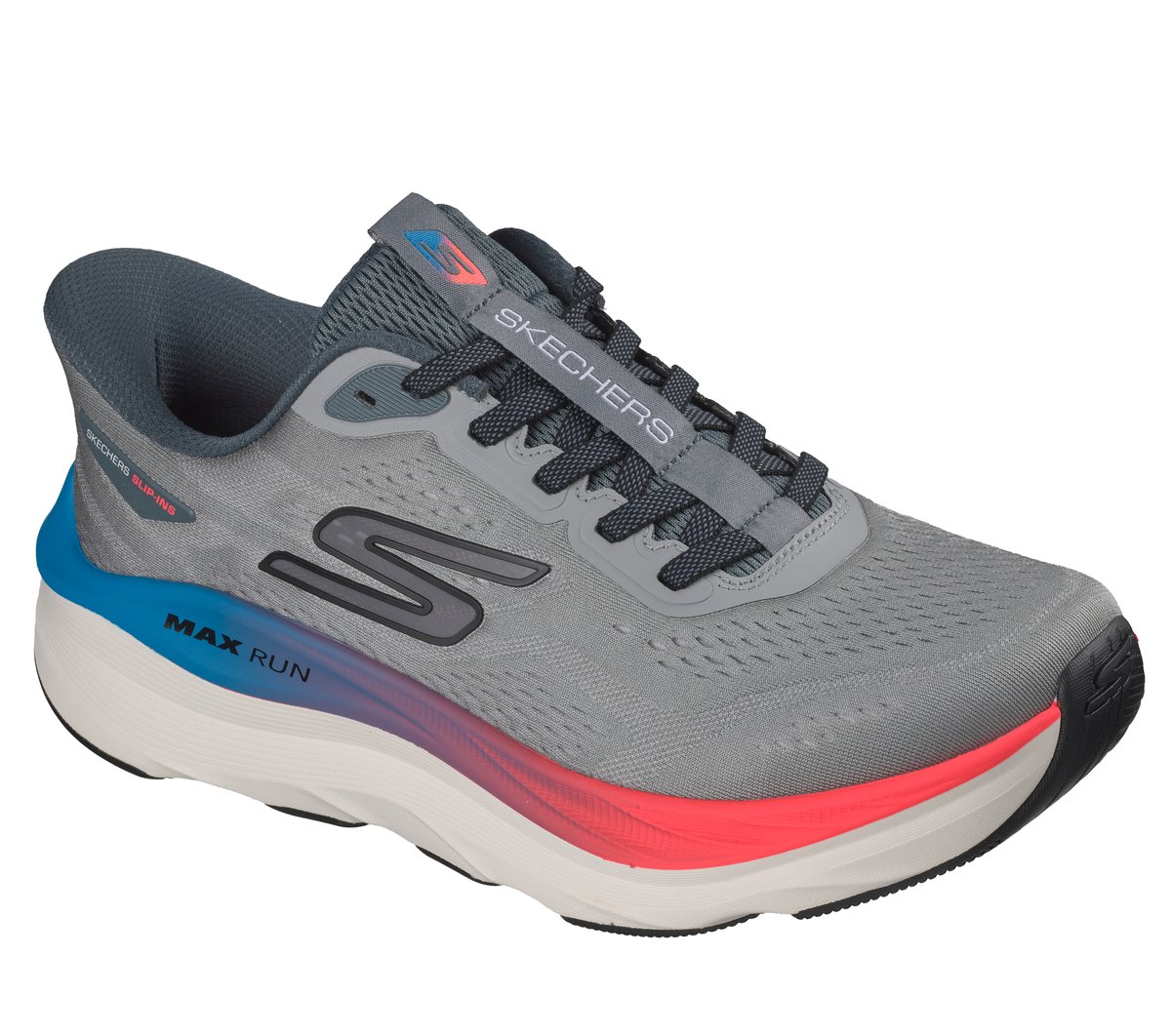 Skechers Slip-ins: MaxRun Moyen Width en Gris/Vert hommesthe, Vegan, Lavable en machine