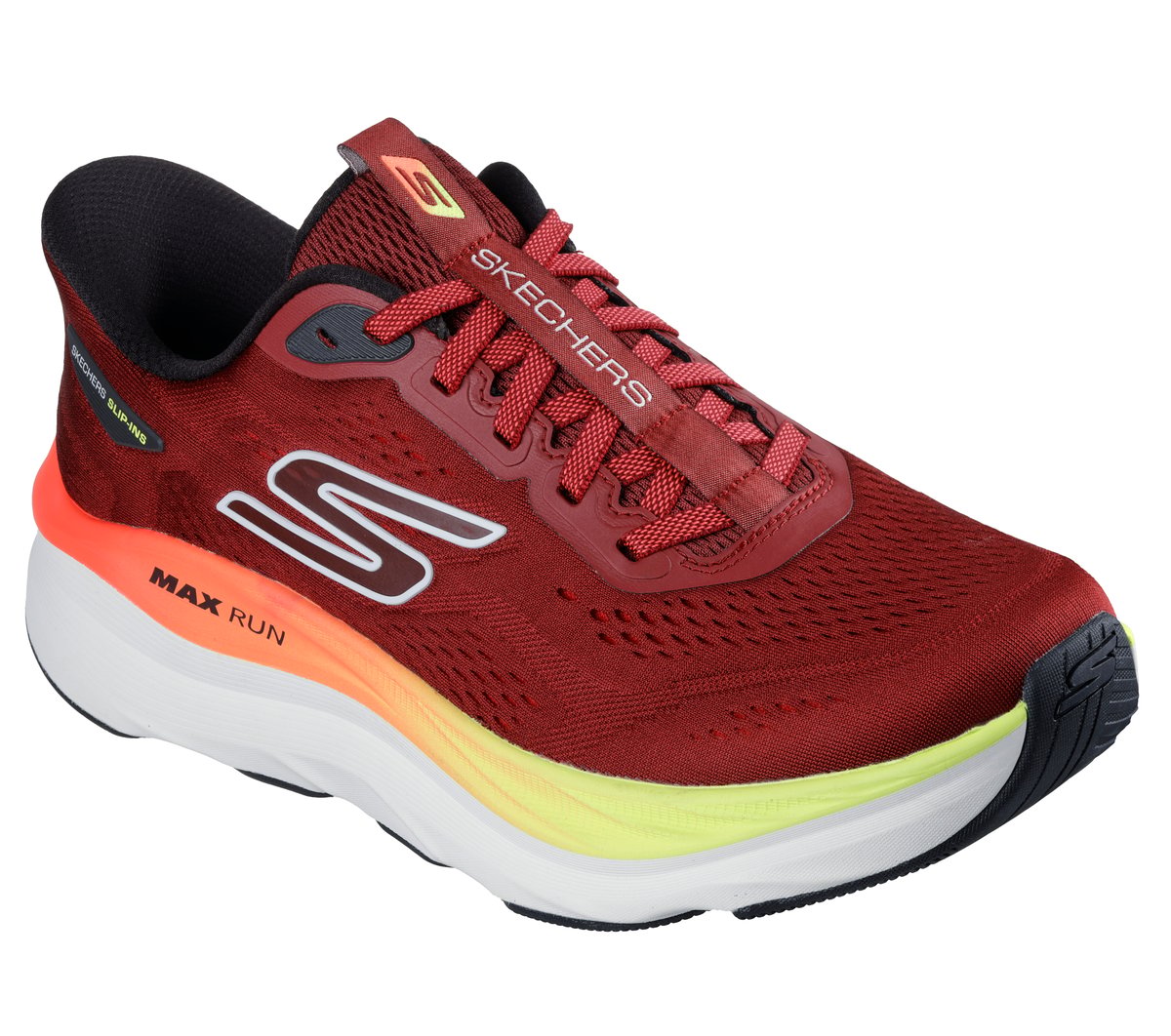 Skechers Slip-ins: MaxRun Moyen Width en Rouge, Vegan, Lavable en machine