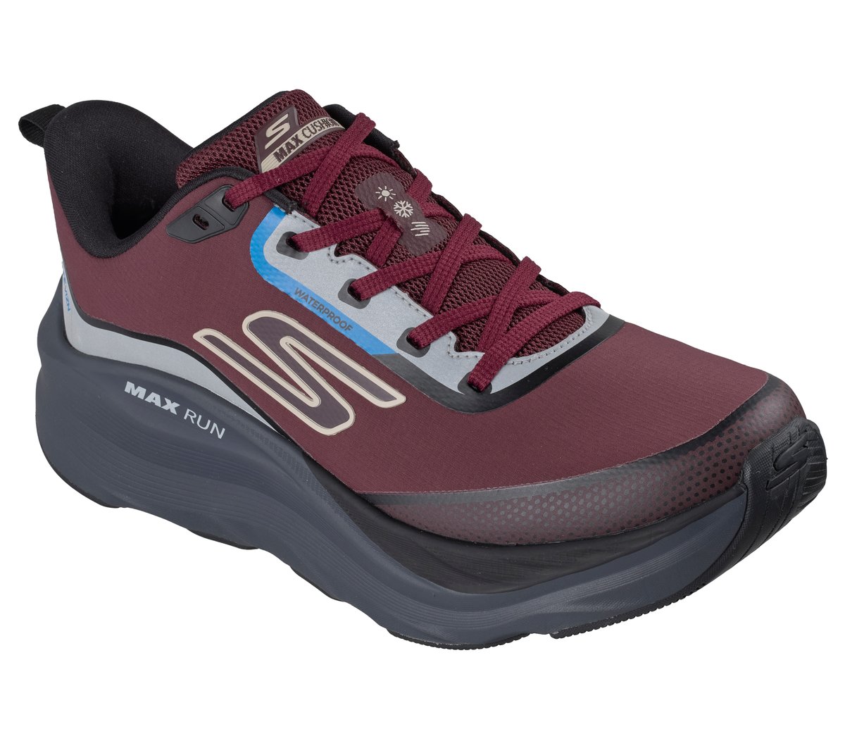 Skechers Waterproof: Max Run - Vorteza Moyen Width en Bourgogne, Vegan