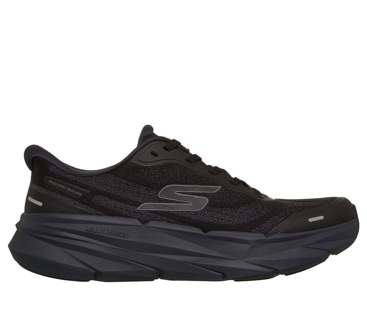 Skechers Slip-ins: Max Cushioning Premier 3 - Torryn en Negro/Marengo, talla 39.5, Vegan