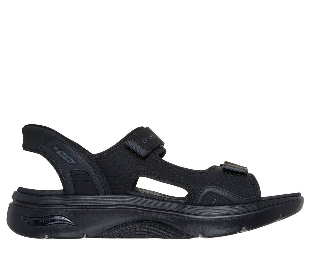 Skechers GO WALK Arch Fit 2.0 Sandal - Rios en Negro, talla 43.5, Vegan