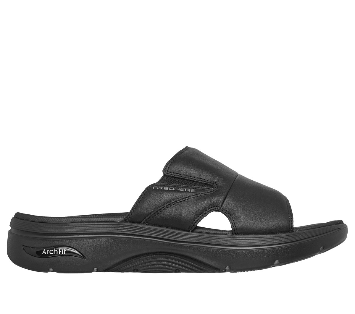 Skechers Sandals Mens 13 Black Arch Fit Impactor Arch Support Leather Strappy GO WALK® Arch Fit® Sandal with Arch Support, Black | King Size main image 4