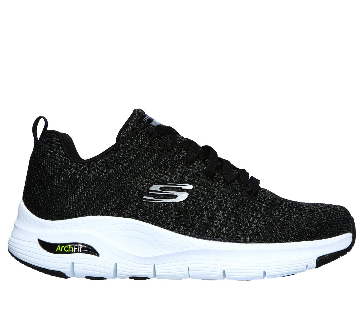 Skechers Men's Black,White Arch Fit - Paradyme Sneaker In Black/White, Size 7.5 | Textile/Synthetic, Vegan, Machine Washable
