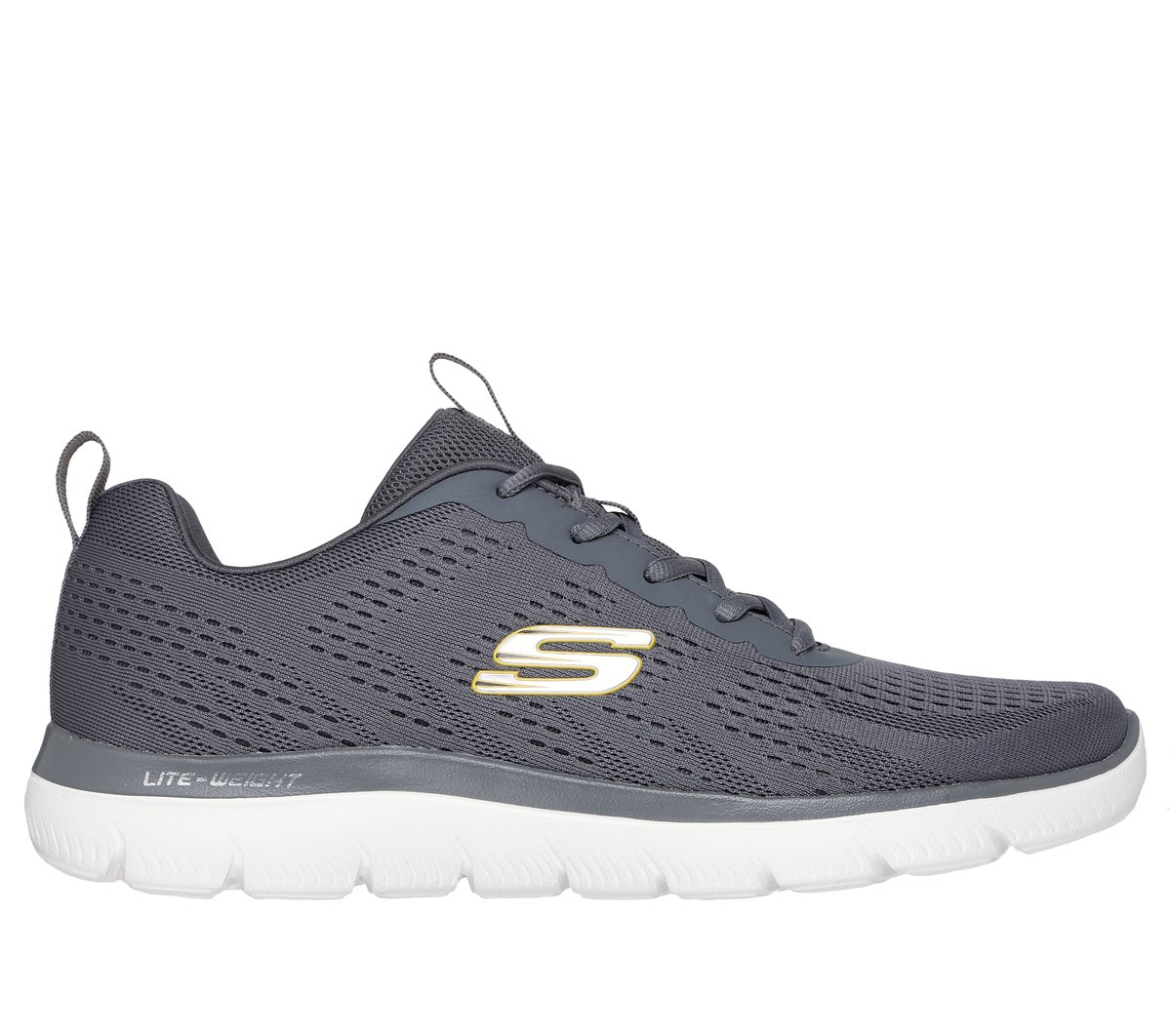 Skechers Summits - Torre en Marengo/Amarillo, talla 40, Vegan