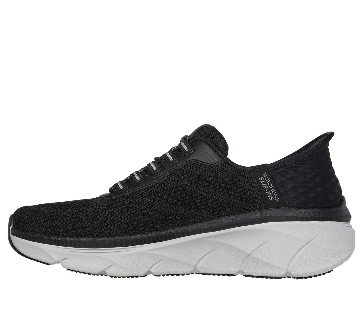 Skechers Slip-ins RF: D'Lux Walker 2.0 - Rezinate Chaussures Moyen Width en Noir/Gris, Vegan, Lavable en machine