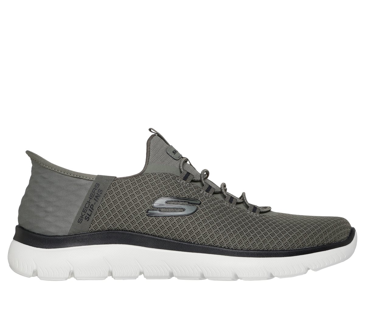 Skechers Men's Olive,Black Slip-Ins: Summits - High Range Sneaker In Olive/Black, Size 7 | Textile/Synthetic, Vegan, Machine Washable