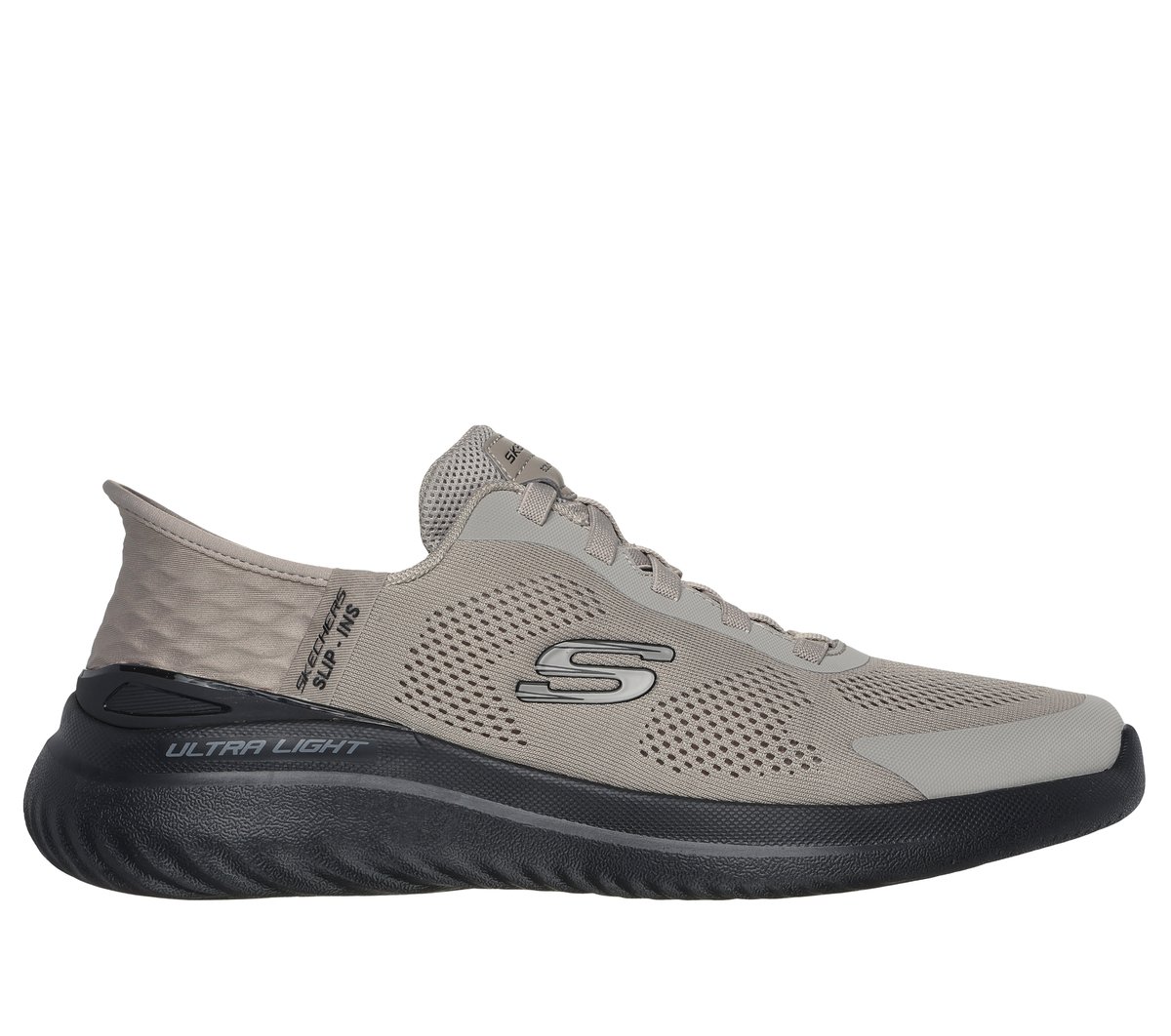 Skechers Slip-ins: Bounder 2.0 - Emerged en Taupe/Negro, talla 43, Vegan