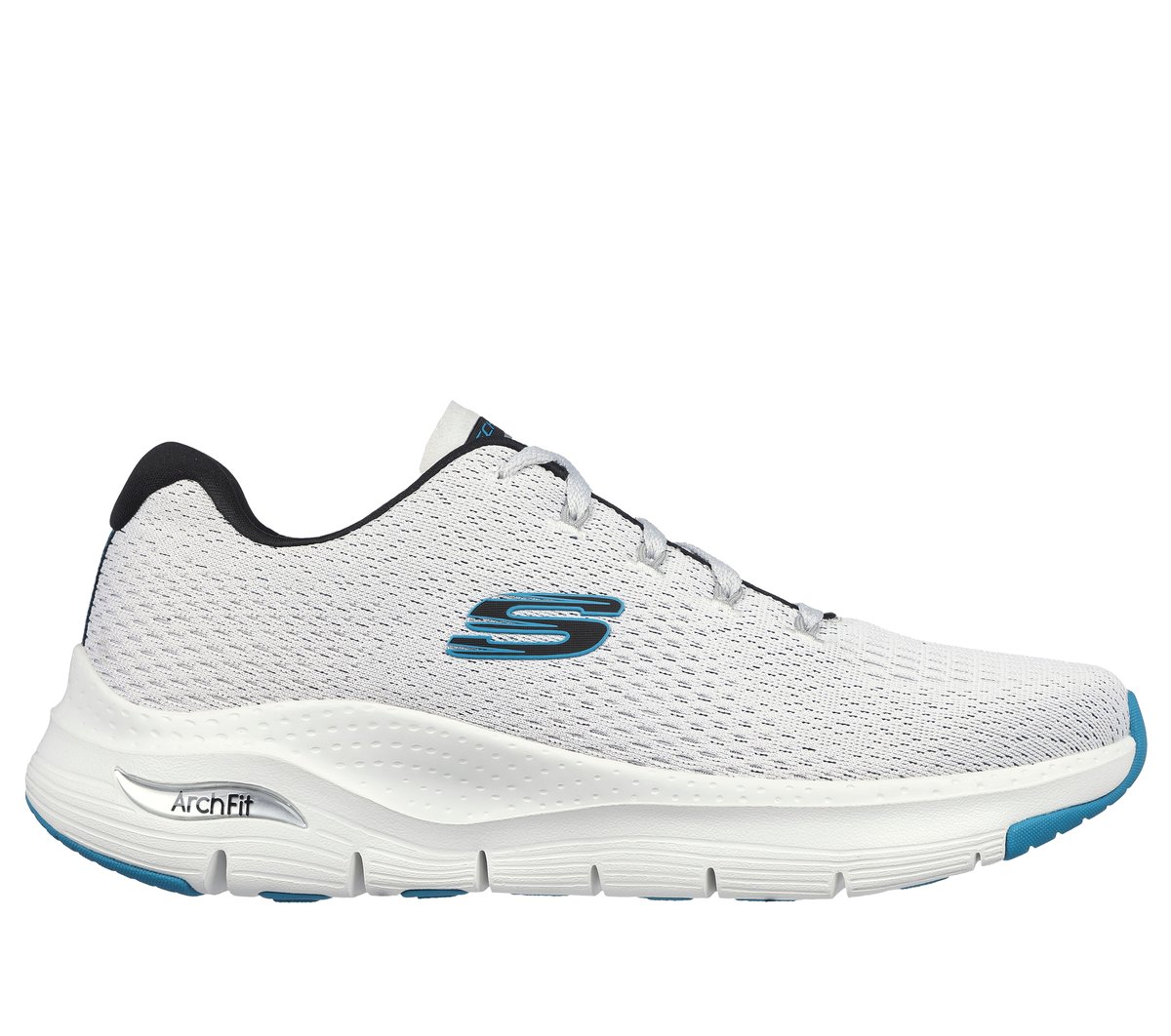 Skechers Men's White,Blue Arch Fit - Takar Sneaker In White/Blue, Size 6.5 | Textile/Synthetic, Vegan, Machine Washable