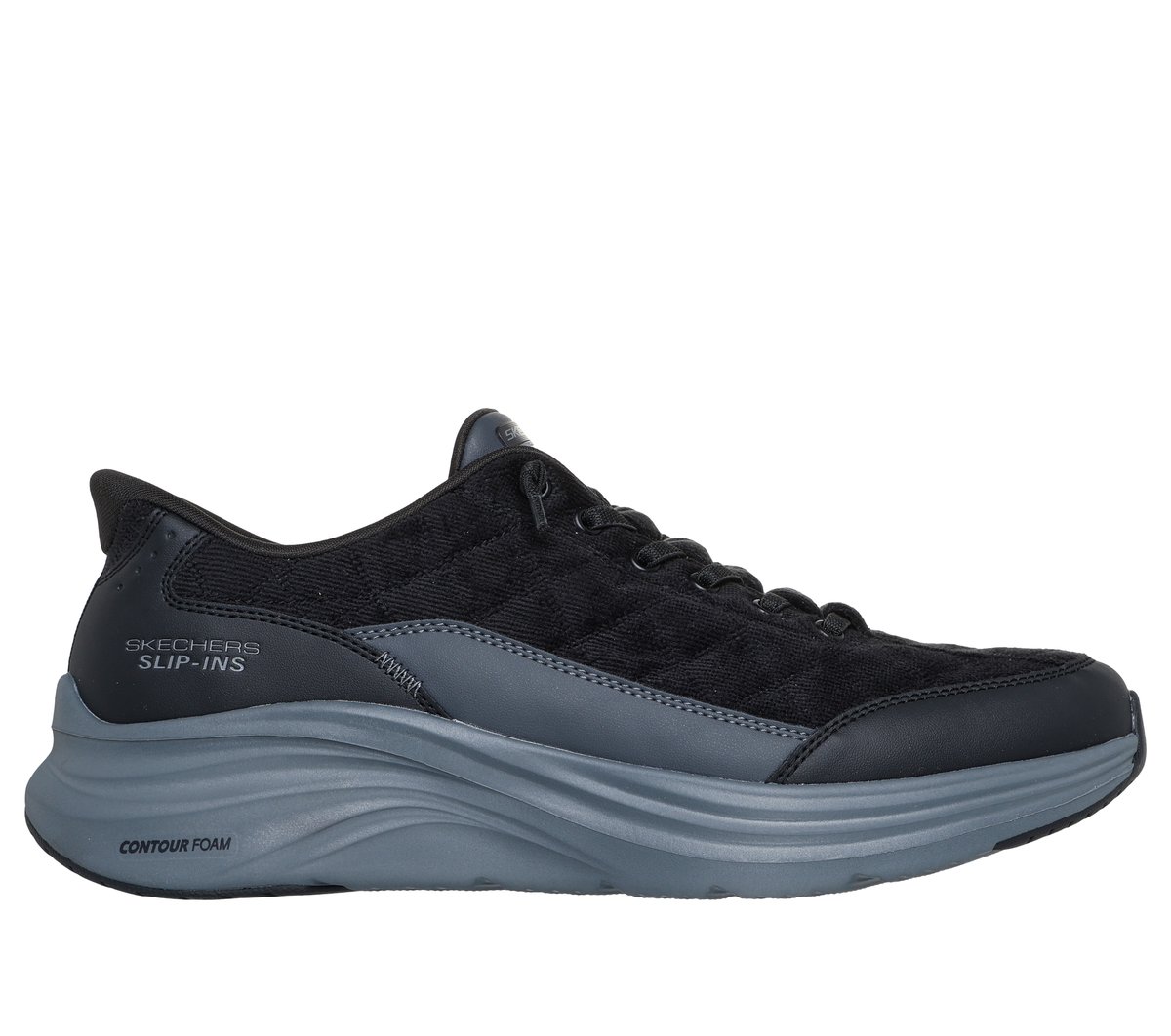Skechers Slip-ins: Contour Foam - Cozy Fit Cordelux en Negro/Marengo, talla 41