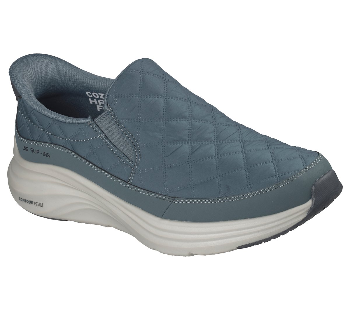 Skechers Slip-ins: Contour Foam - Cozy Fit Nordain Chaussures Moyen Width en Gris Ardoise, Vegan, Lavable en machine