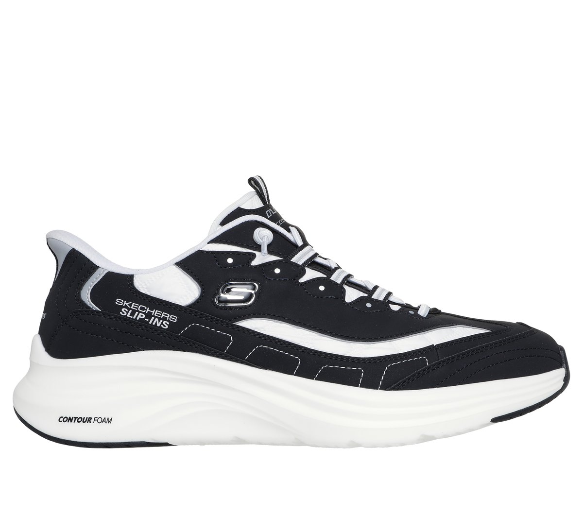 Skechers Slip-ins: Contour Foam - Cozy Fit D'Lites en Negro/Blanca, talla 39.5