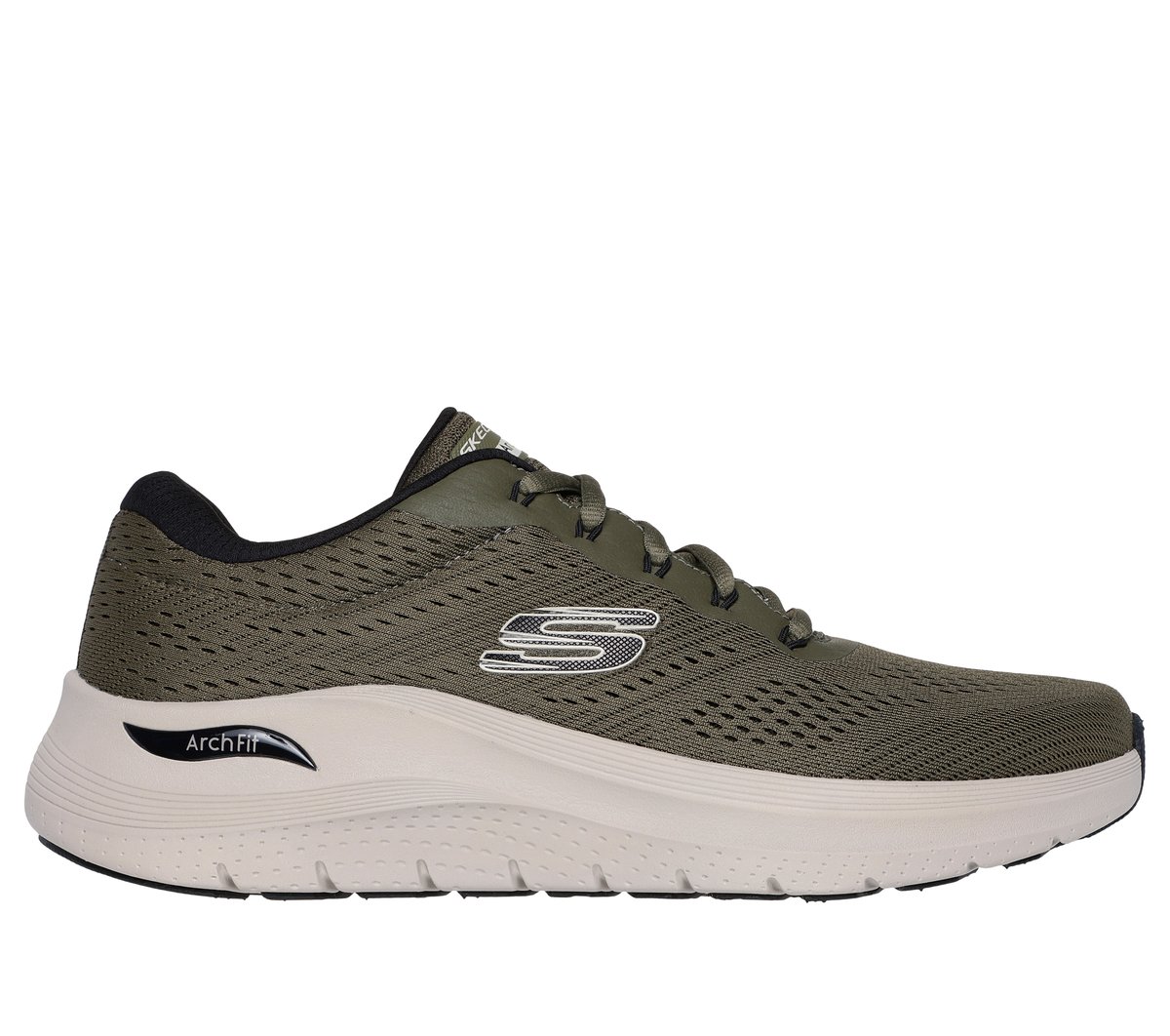 Skechers Arch Fit 2.0 en Oliva/Negro, talla 42.5, Vegan