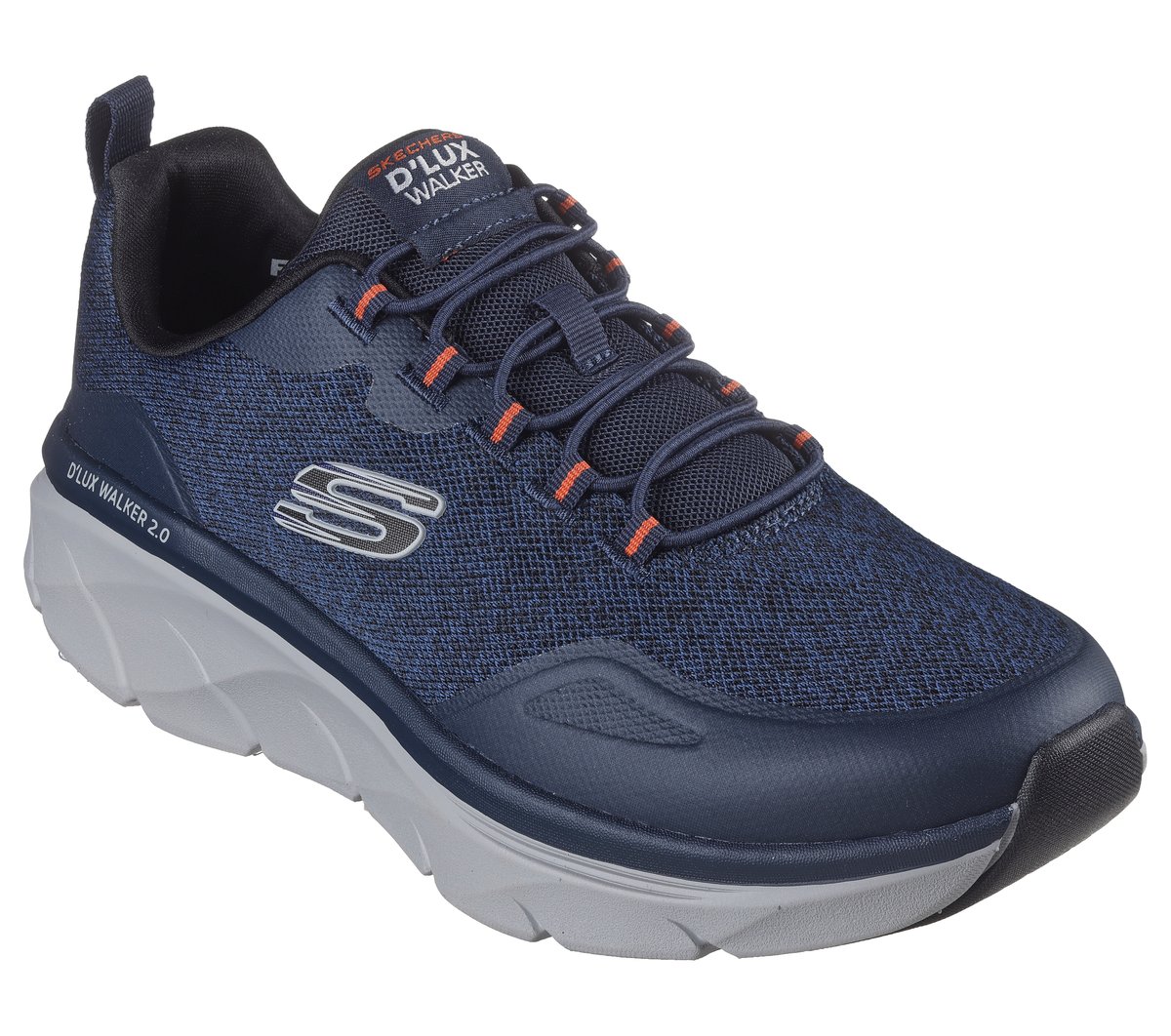 Skechers Relaxed Fit: D'Lux Walker 2.0 - Steadyway Chaussures Moyen Width en Bleu Marine/Orange, Vegan, Lavable en machine