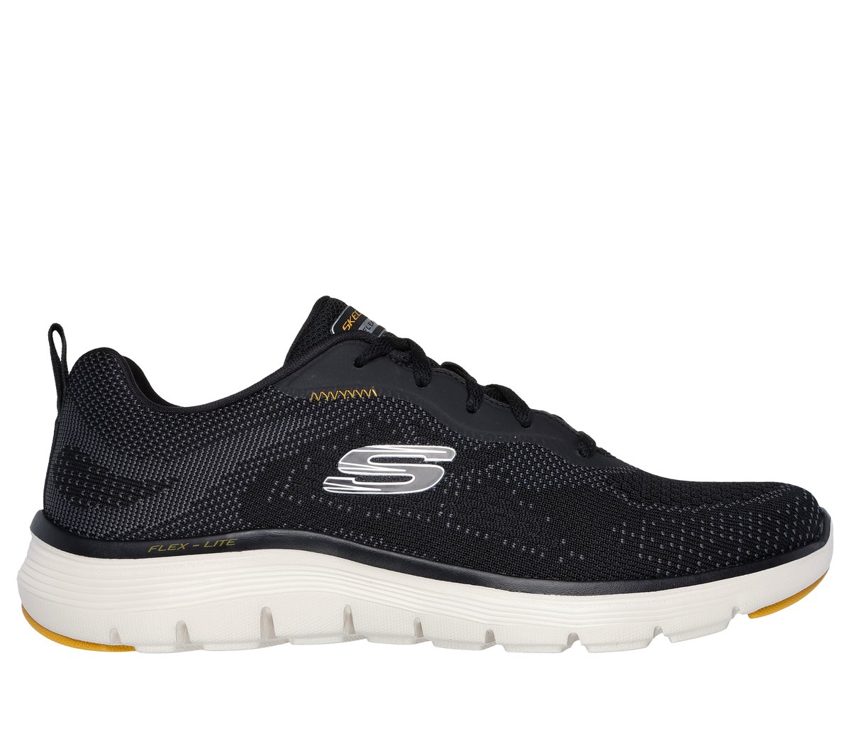 Skechers Flex Advantage 5.0 - Fosten en Negro/Amarillo, talla 45.5, Vegan