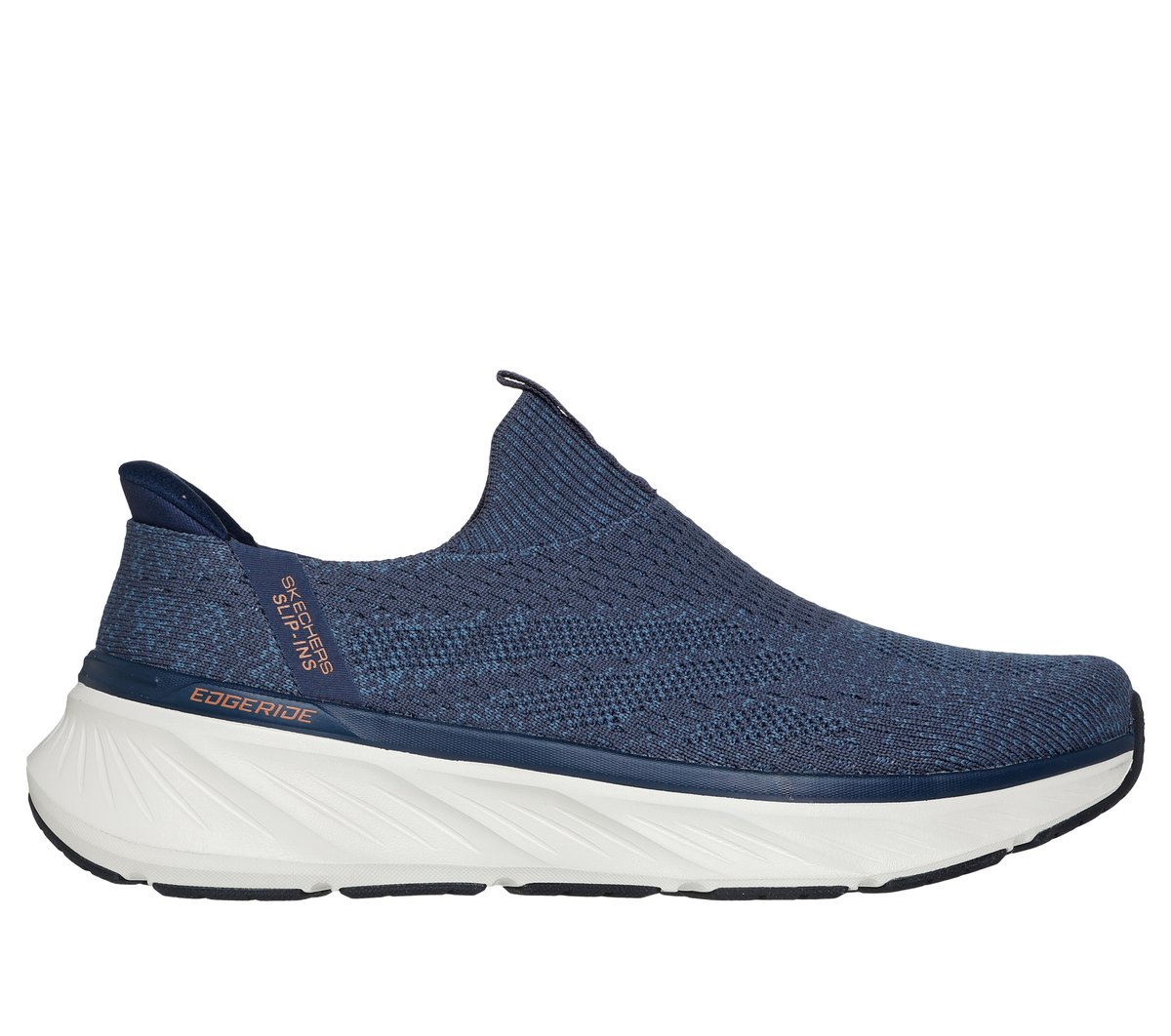 Skechers Men’s Slip-ins Relaxed Fit: Edgeride - Commissioner Sneaker in Navy Blue/Orange, Size 6 | Textile/Synthetic, Vegan, Machine Washable