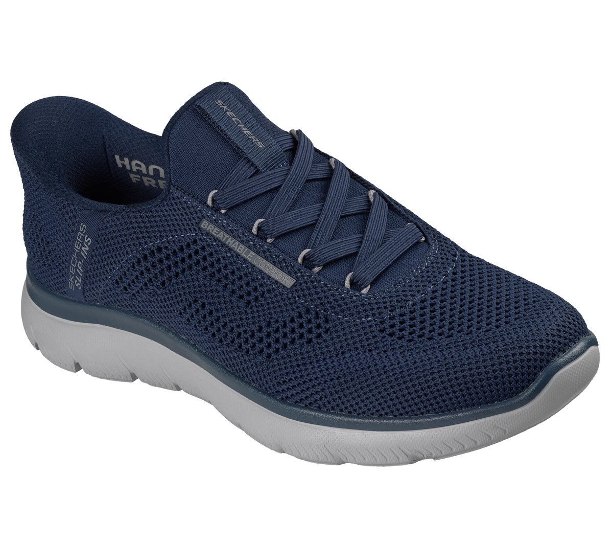 Skechers Slip-ins: Summits - Perfo Chaussures Moyen Width en Bleu Marine/Gris, Vegan, Lavable en machine