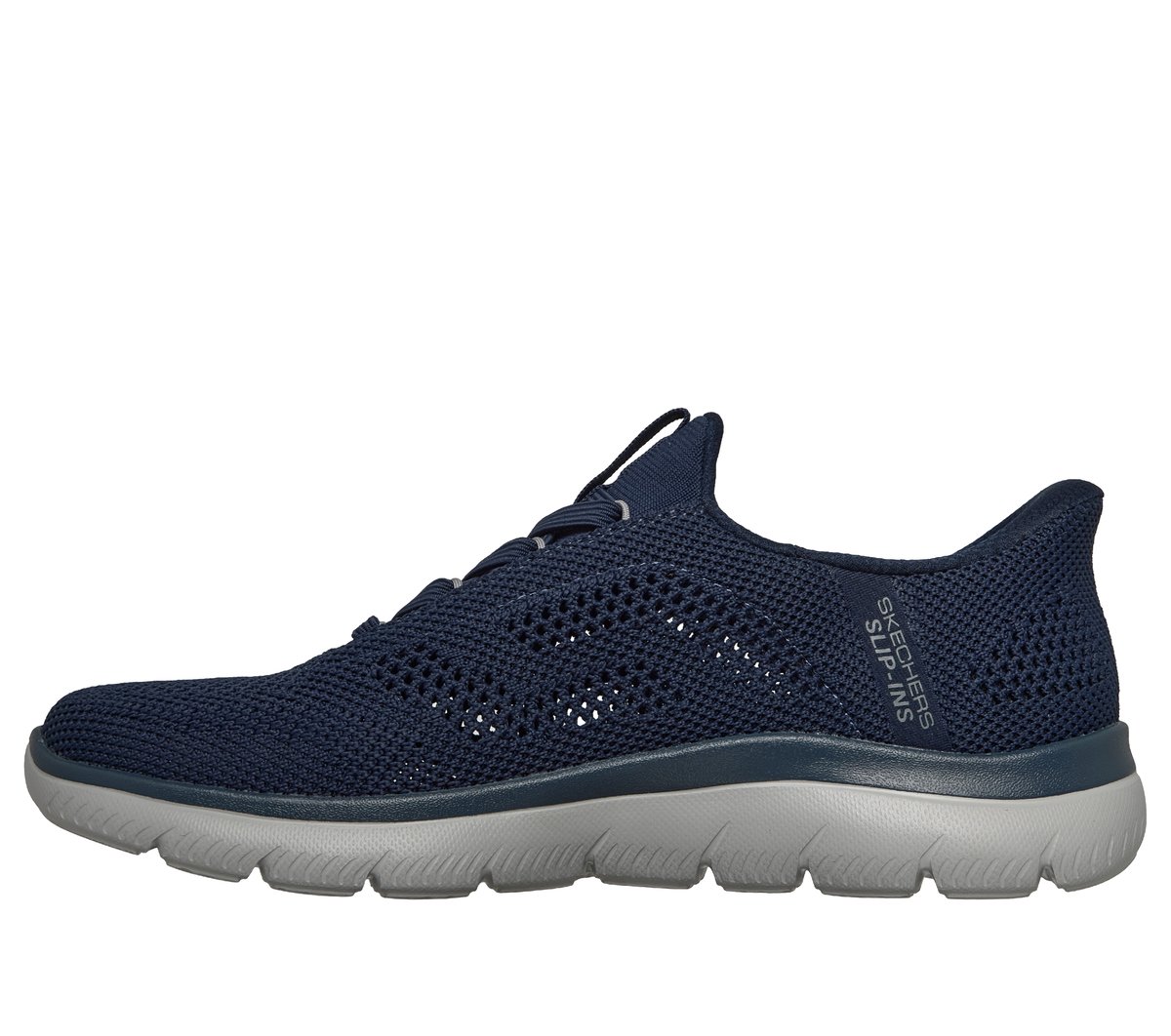 Skechers Slip-ins: Summits - Perfo Chaussures Moyen Width en Bleu Marine/Gris, Vegan, Lavable en machine