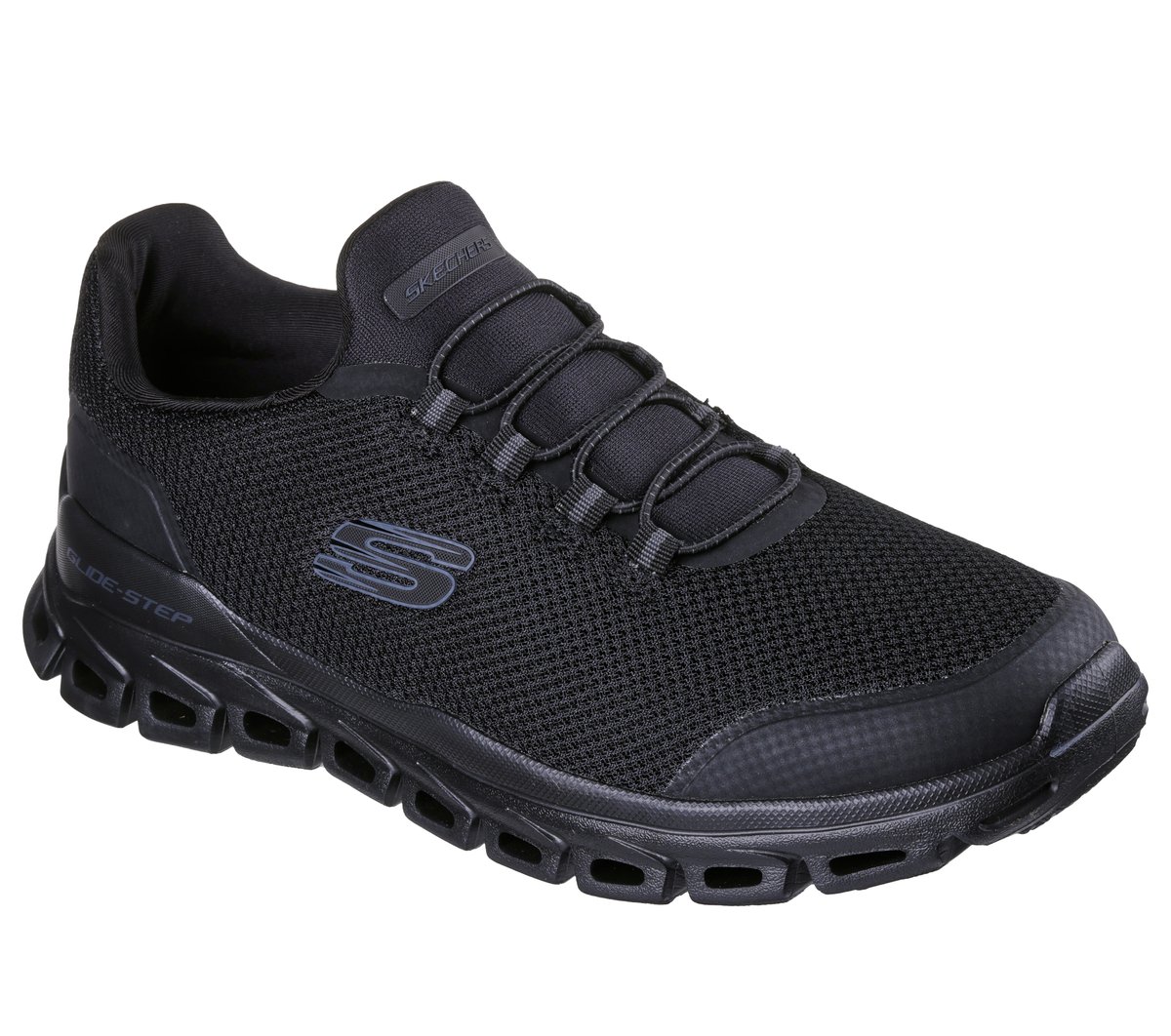 Skechers Glide-Step - Noltek Chaussures Moyen Width en Noir, Vegan, Lavable en machine