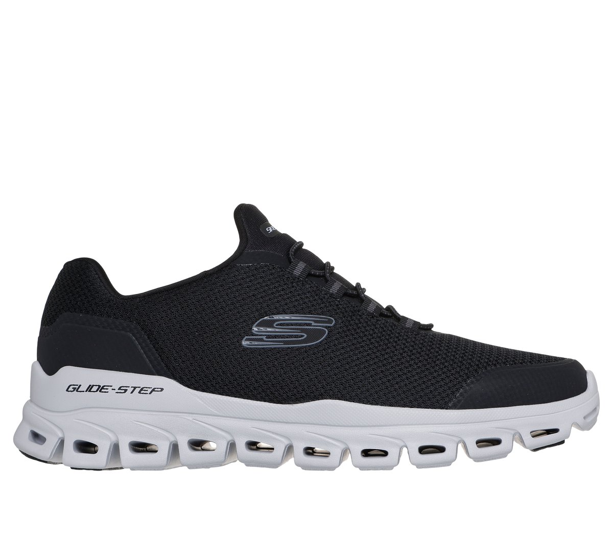 Skechers Glide-Step - Noltek Chaussures Moyen Width en Noir/Gris, Vegan, Lavable en machine