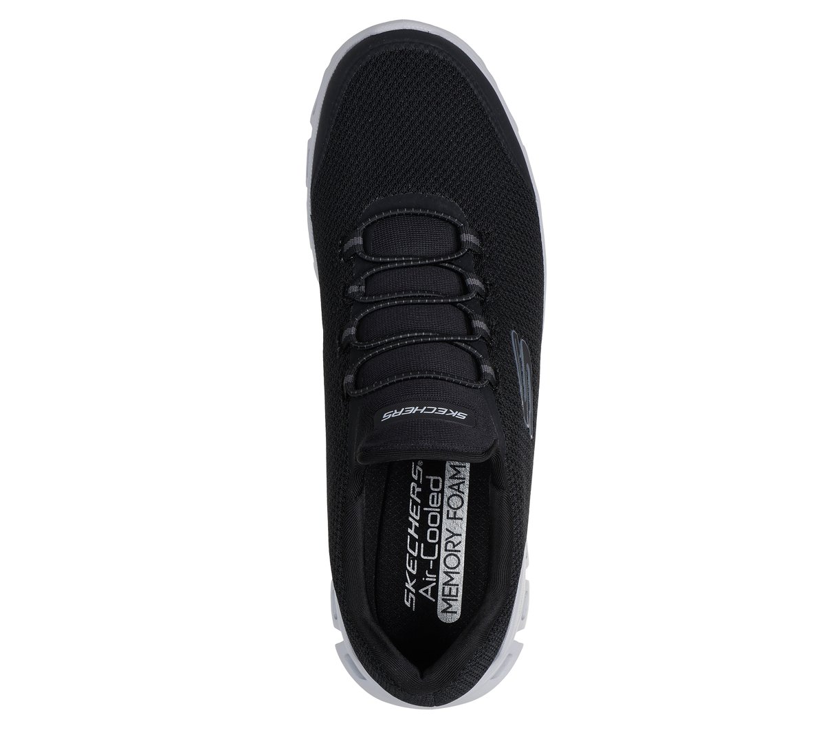 Skechers Glide-Step - Noltek Chaussures Moyen Width en Noir/Gris, Vegan, Lavable en machine