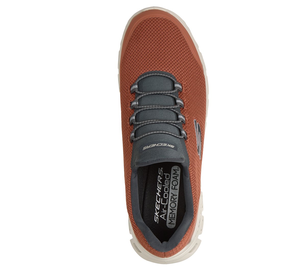 Skechers Glide-Step - Noltek Chaussures Moyen Width en Orange/Gris Anthracite, Vegan, Lavable en machine